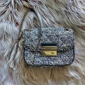 Michael Kors Sloan Blue Tweed Chain Bag